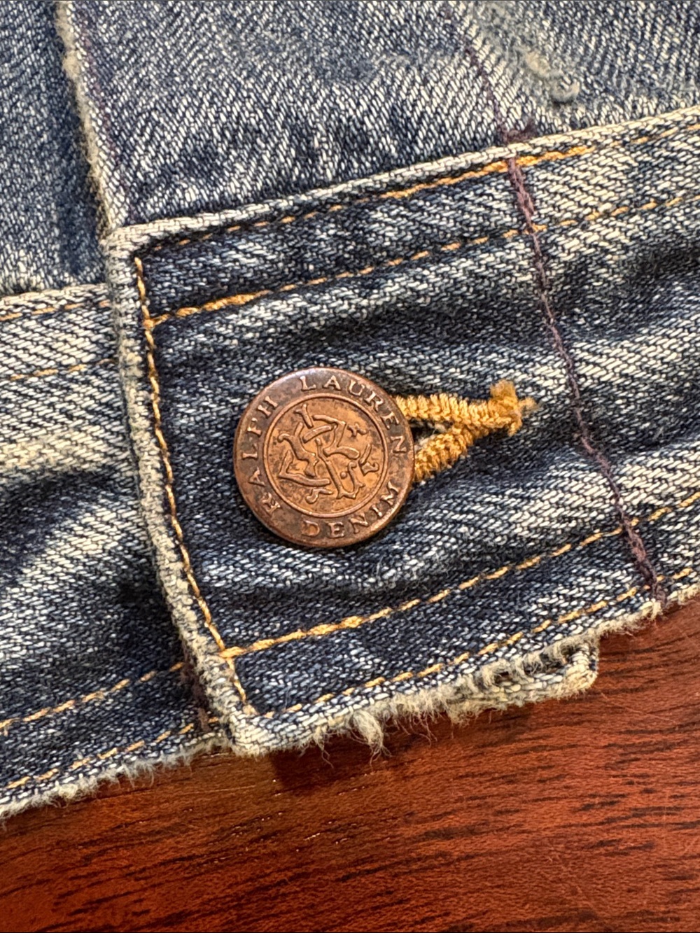 Vintage Ralph Lauren Sport 90s Distressed Denim Jean Jacket size Small - Picture 9 of 11